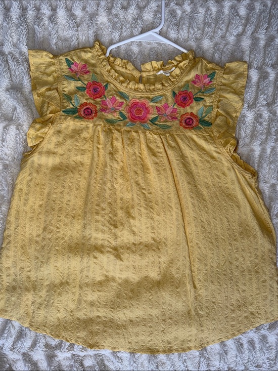 Blu Pepper Tops - Blu Pepper Yellow Floral Embroidered Ruffle Tank Top
